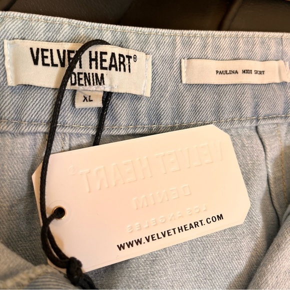 NWT Velvet Heart Light Blue Denim High Waist Long Midi Skirt Women's XL Mid-Calf - Picture 2 of 5